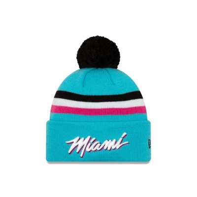 Sapca New Era Miami Heat NBA 2019 NBA Authentics City Series Pom Knit Beanie - Albastri